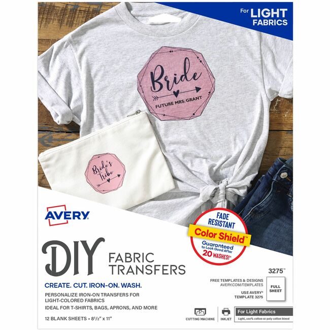 Avery Products Corporation Transfer T-Shirt Inkjt 12 Pack AVE3275