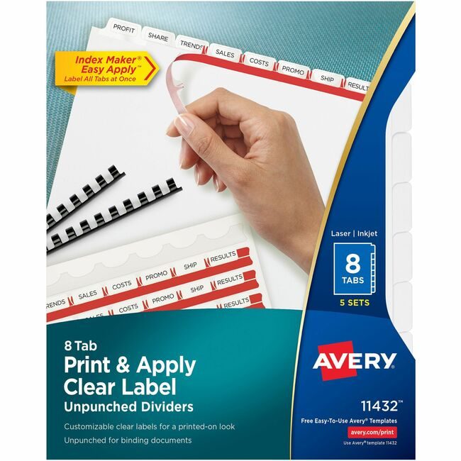 Avery Products Corporation Dividers Unpnchd 8TAB White AVE11432