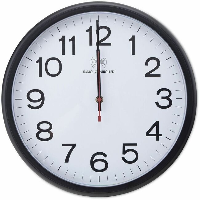 Universal Office Products Clock Ind/Out Atomic Black UNV10417
