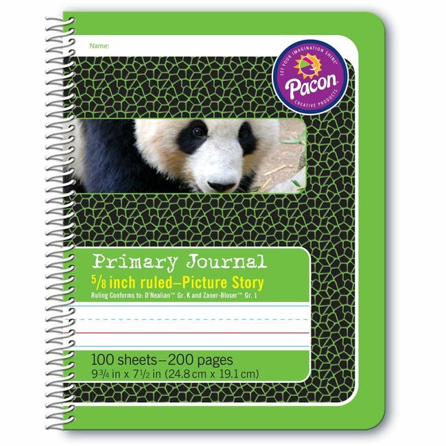 Pacon Corporation Journal Pic Spirl Grn Panda PAC2434