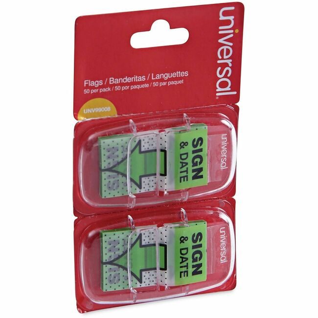 Universal Office Products Flag 1" Signdate 100 Pack Green UNV99008