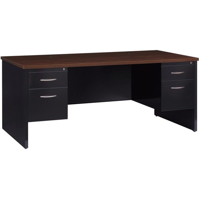 Lorell Desk 36"X72" DBL PED Bk/Wl LLR79139