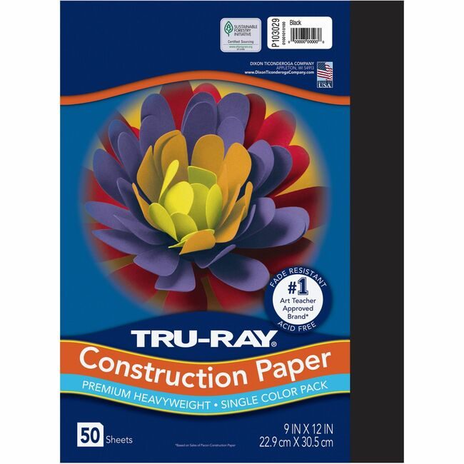 Pacon Corporation Paper Const 9X12 Black 50SH PAC103029