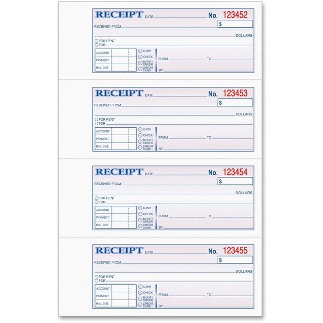 TOPS Products Book Receipt 2PT 4 PER PAGE TOP46816