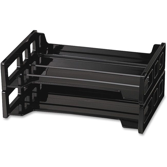 Officemate Tray Letter Sideload Black 2 Pack OIC21022