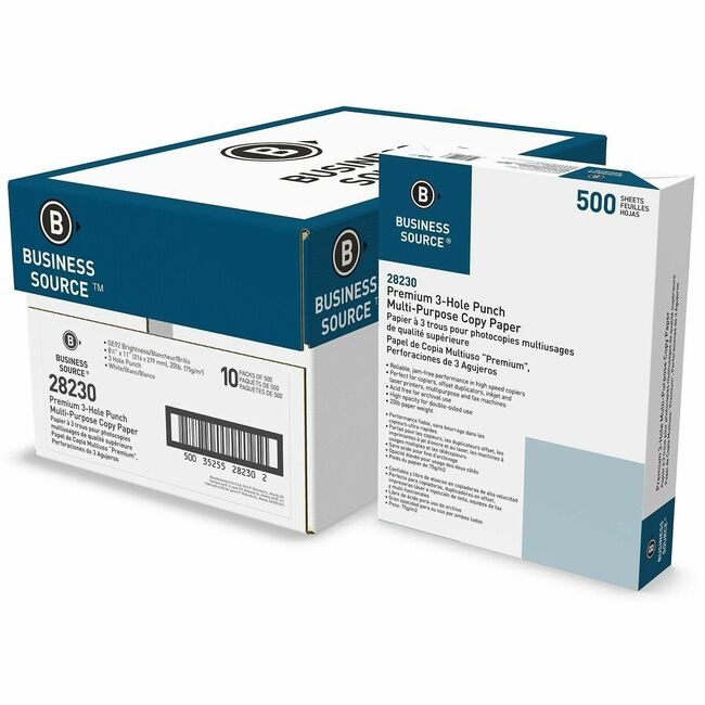 Business Source Paper 8.5X11 20LB 92 BRT 3HOLE BSN28230