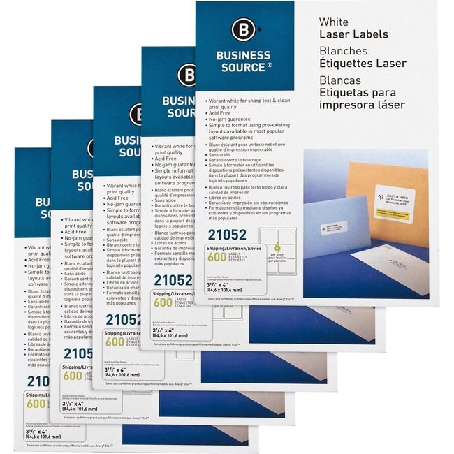 Business Source Label Ij/Lsr 3.3X4 We 600 BSN21052CT