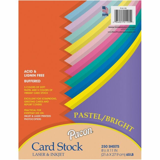 Pacon Corporation Cardstock Pastl/Brite 250SH PAC101195