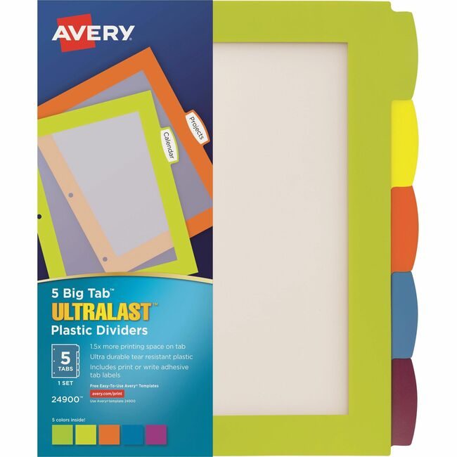 Avery Products Corporation Dividers Ultralst Plastic 5TB AVE24900
