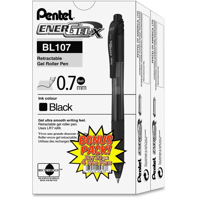 Pentel of America Pen Energelx Rtrct 0.7 24 Pack PENBL107ASW2