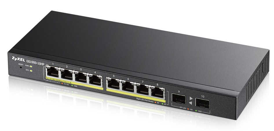 Zyxel GS1900-10HP network switch Managed L2 Gigabit Ethernet (10/100/1000) Power over (PoE) Black