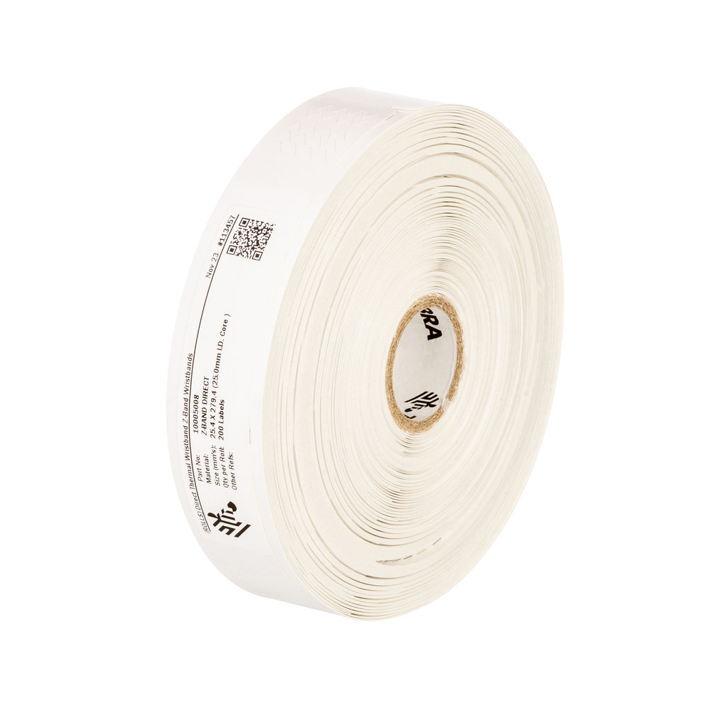 Zebra Z-Band Direct Wristband White Roll 10003852