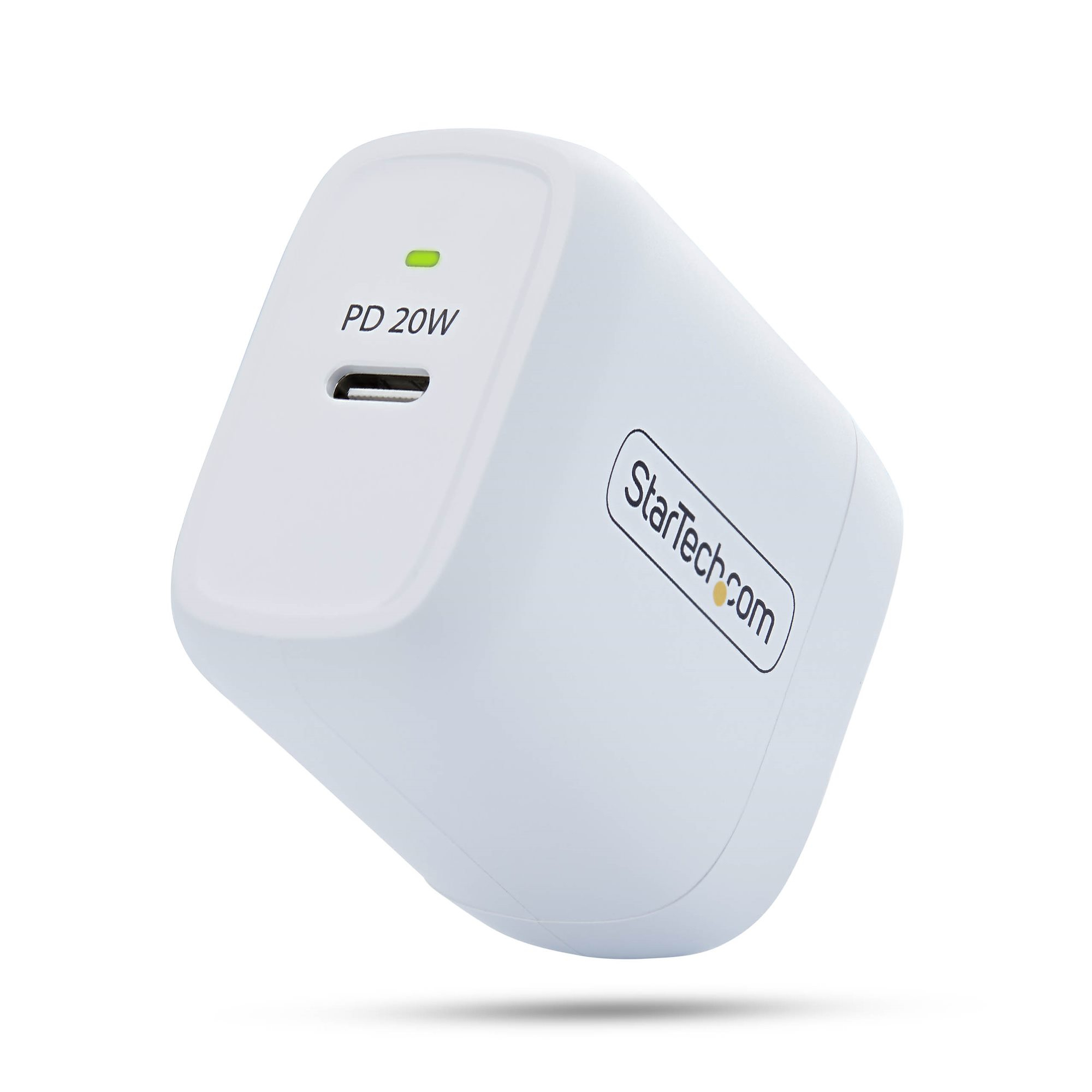 StarTech.com 20W USB‑C Wall Charger, Portable with USB Power Delivery Fast Charging, 5V/9V PD, White 102NW-WALL-CHARGER