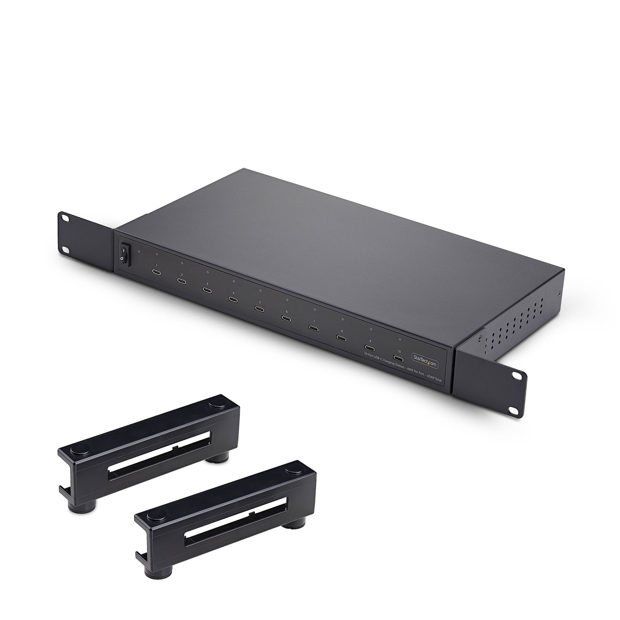 StarTech.com 10-Port USB-C Charging Hub, 60W Per Port, 350W Total Power, Multiport Charger Block / 10N-CHARGING-STATION