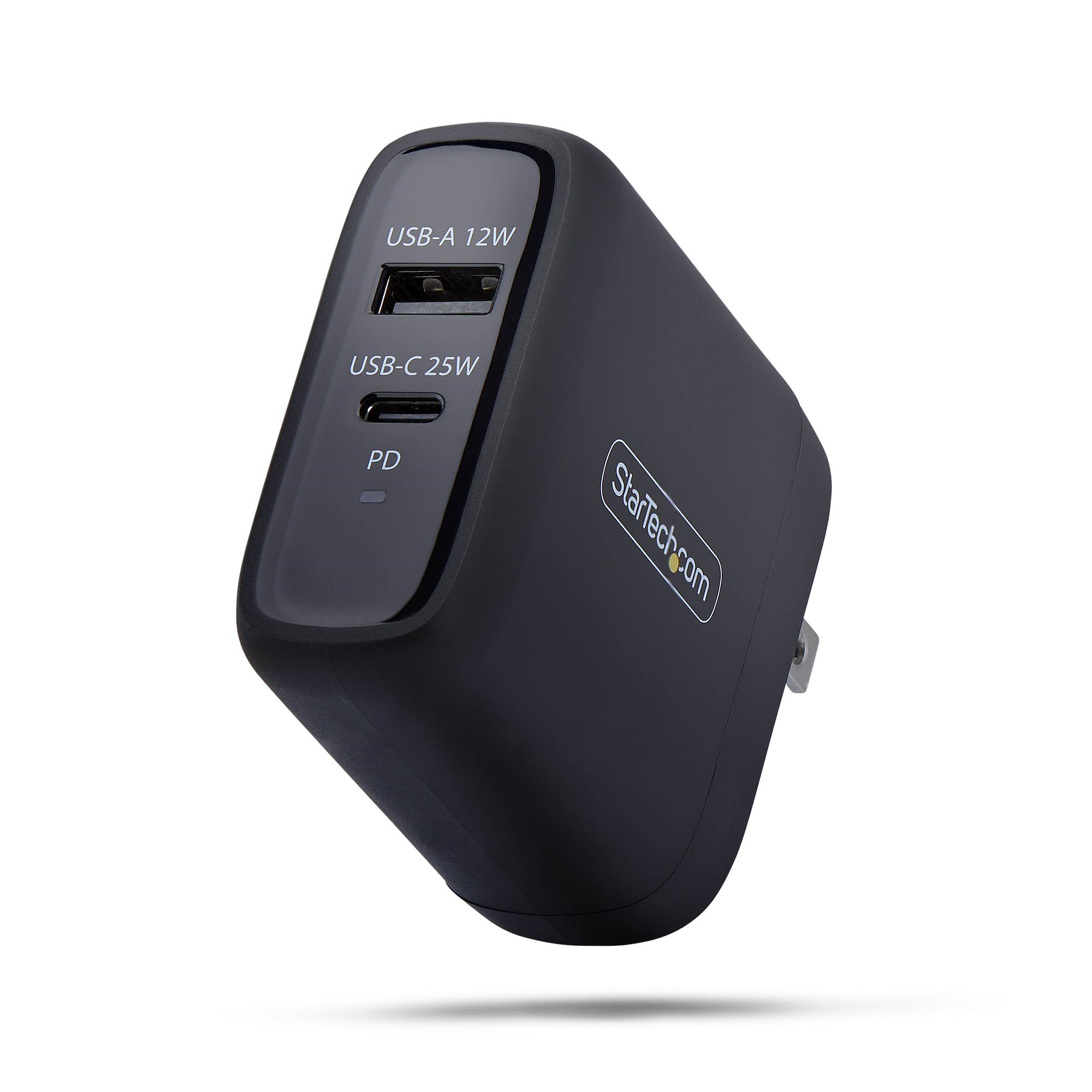 StarTech.com 37W USB-C & USB-A Wall Charger, Portable with USB Power Delivery Fast Charging, 25W PD 114NB-WALL-CHARGER