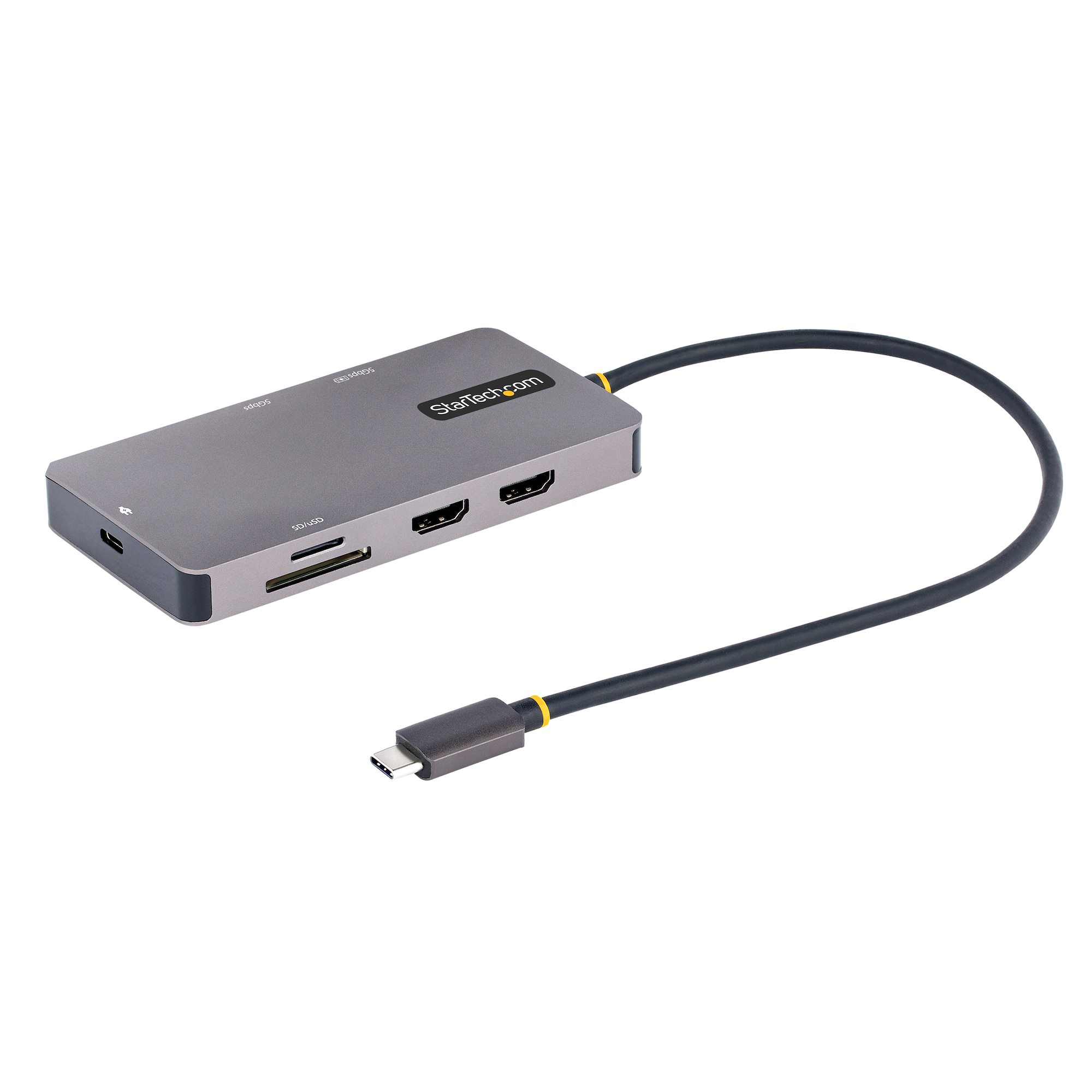 StarTech.com USB C Multiport Adapter, Dual HDMI Video, 4K 60Hz, 2Pt 5Gbps USB-A Hub, 100W Power 120B-USBC-MULTIPORT