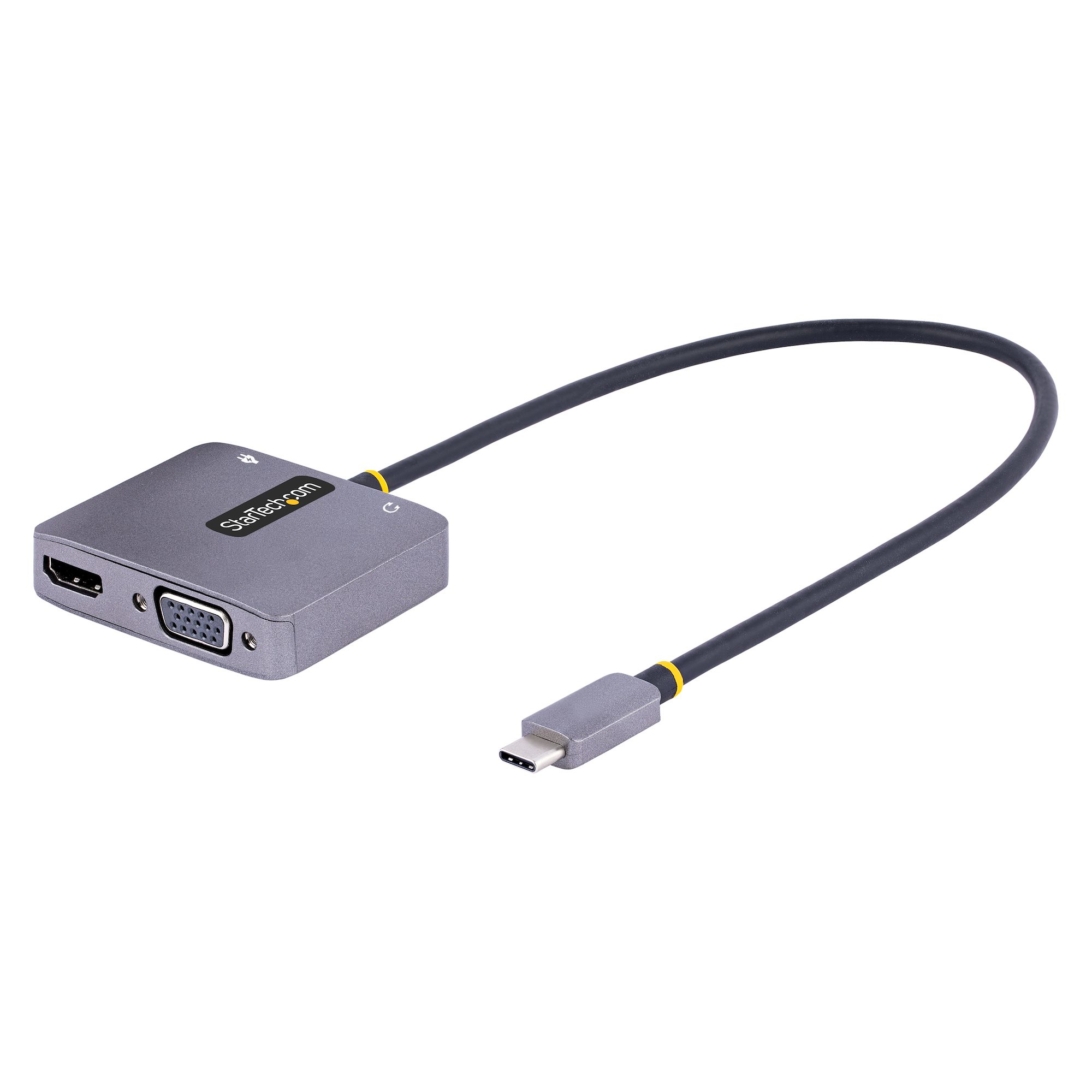 StarTech.com USB C Video Adapter, to HDMI VGA Multiport 3.5mm Audio, 4K 60Hz HDR, 100W PD 122-USBC-HDMI-4K-VGA