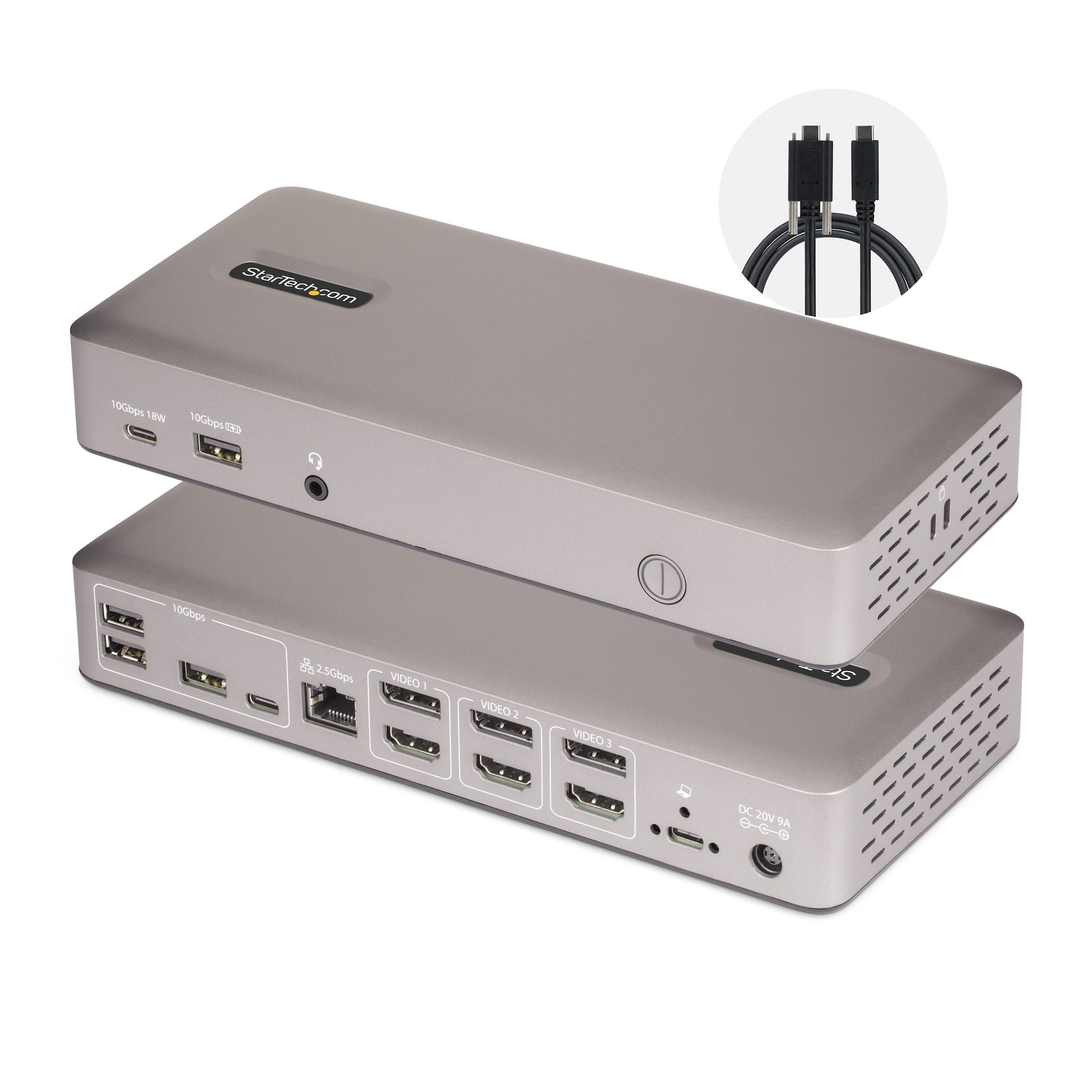 StarTech.com Triple-Monitor USB4 Docking Station, 4K 60Hz HDMI or DisplayPort, 100W Laptop 150N-USB4DOCK-TRIPLE
