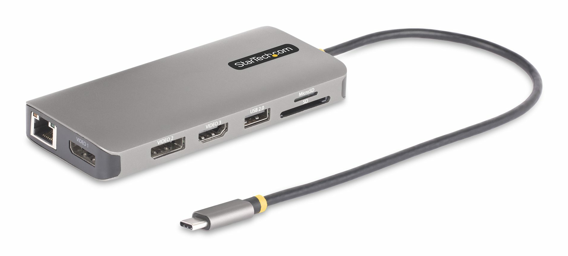 StarTech.com USB-C Triple-Monitor Multiport Adapter, Dual 4K 60Hz + 30Hz HDMI & DisplayPort, 4-Port 154B-USBC-MULTIPORT