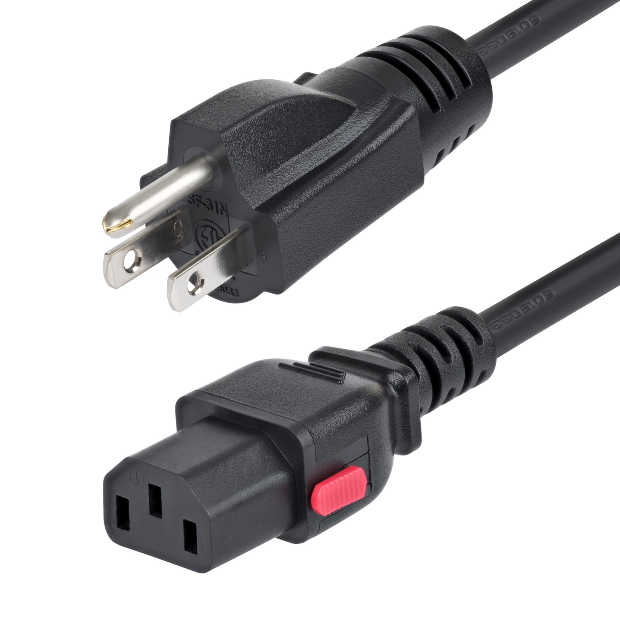 StarTech.com 15ft (4.5m) Computer Power Cord, NEMA 5-15P to Locking C13 AC Cable, 125V 10A, 18AWG, 15FT-LC10A-POWERCORD