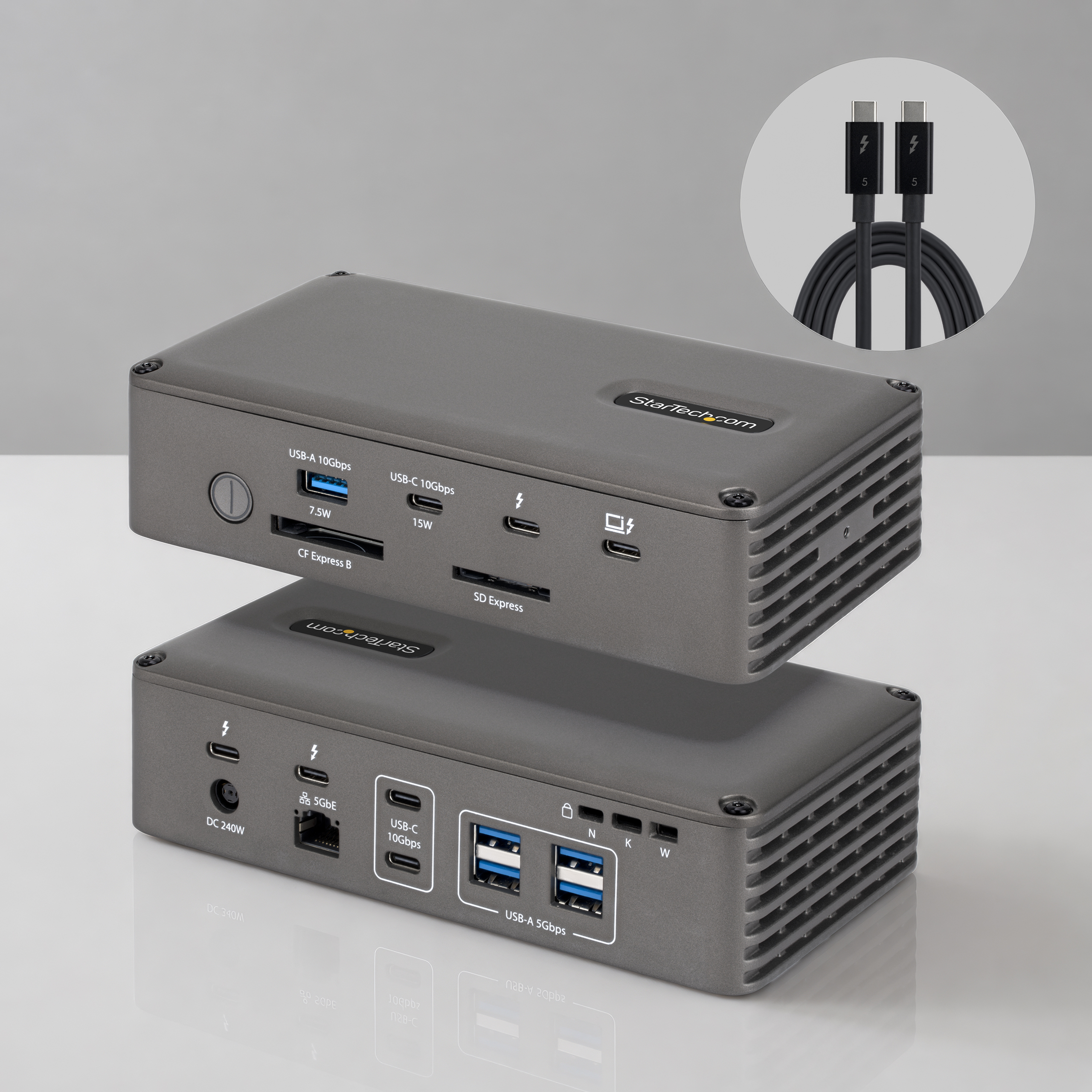 StarTech.com Thunderbolt 5 Dock with NVMe Slot for Mac and Windows, Up to Dual 8K 60Hz or Triple 4K 183N-TB5USB4DOCK